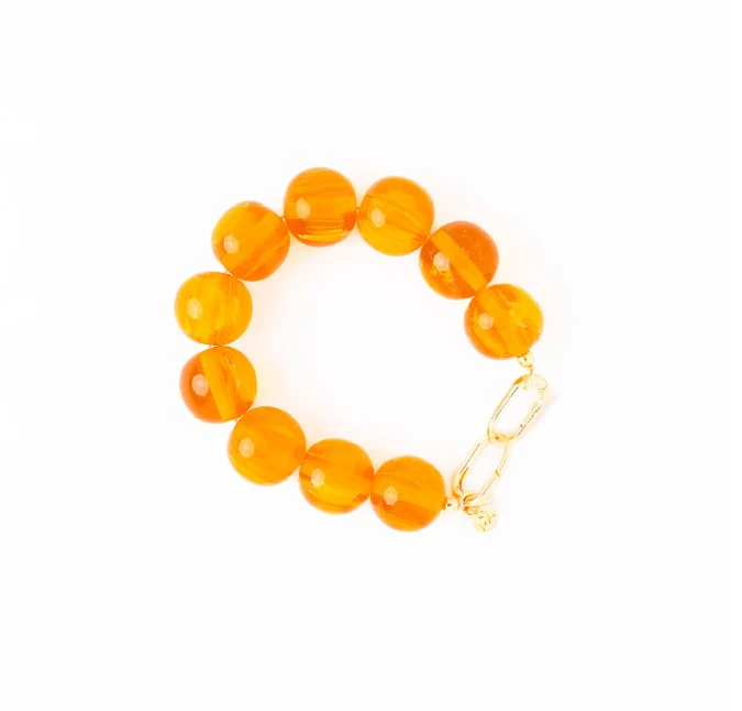 Cece large resin bead bracelet amber
