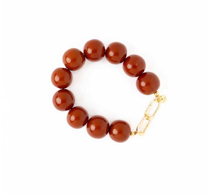 Cece large resin bead bracelet brown