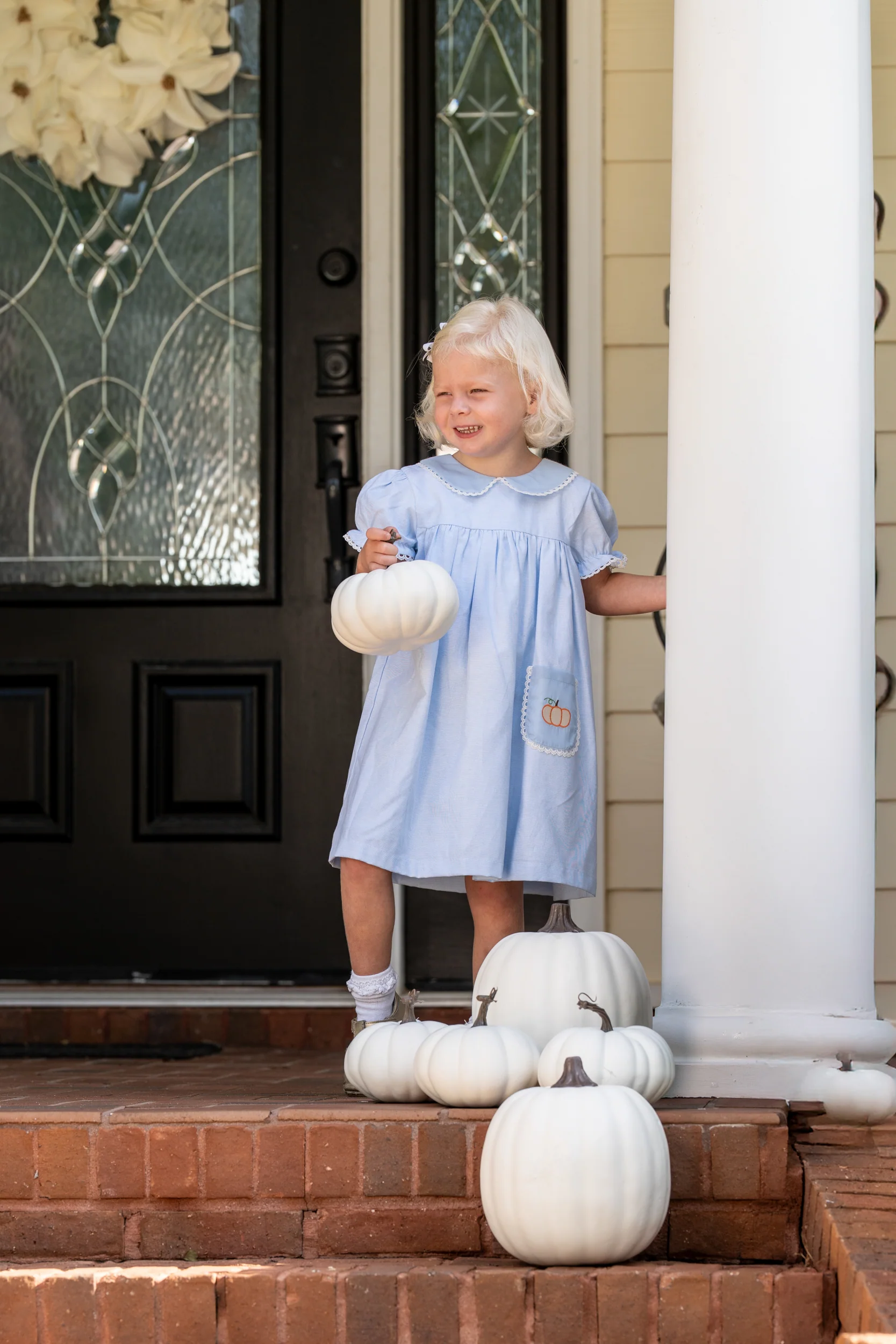 Christina Blue Pumpkin Applique Dress - Image 2