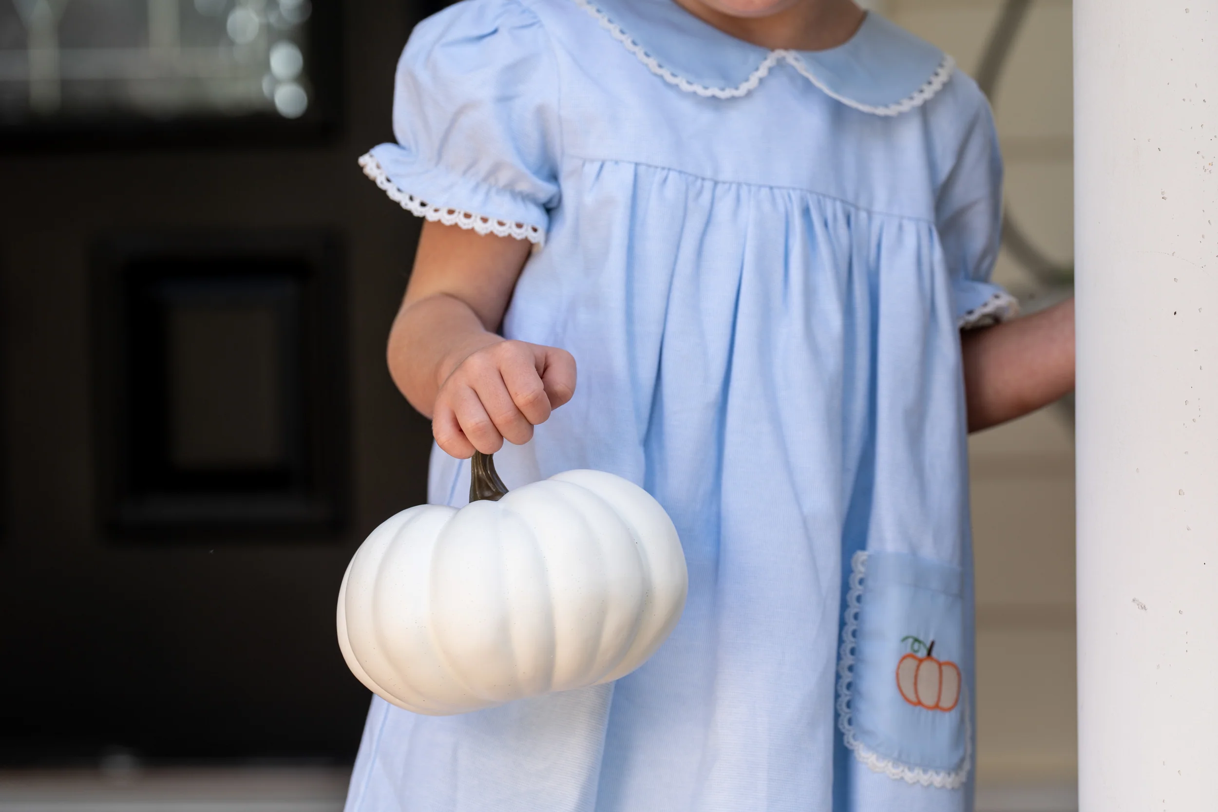 Christina Blue Pumpkin Applique Dress - Image 3