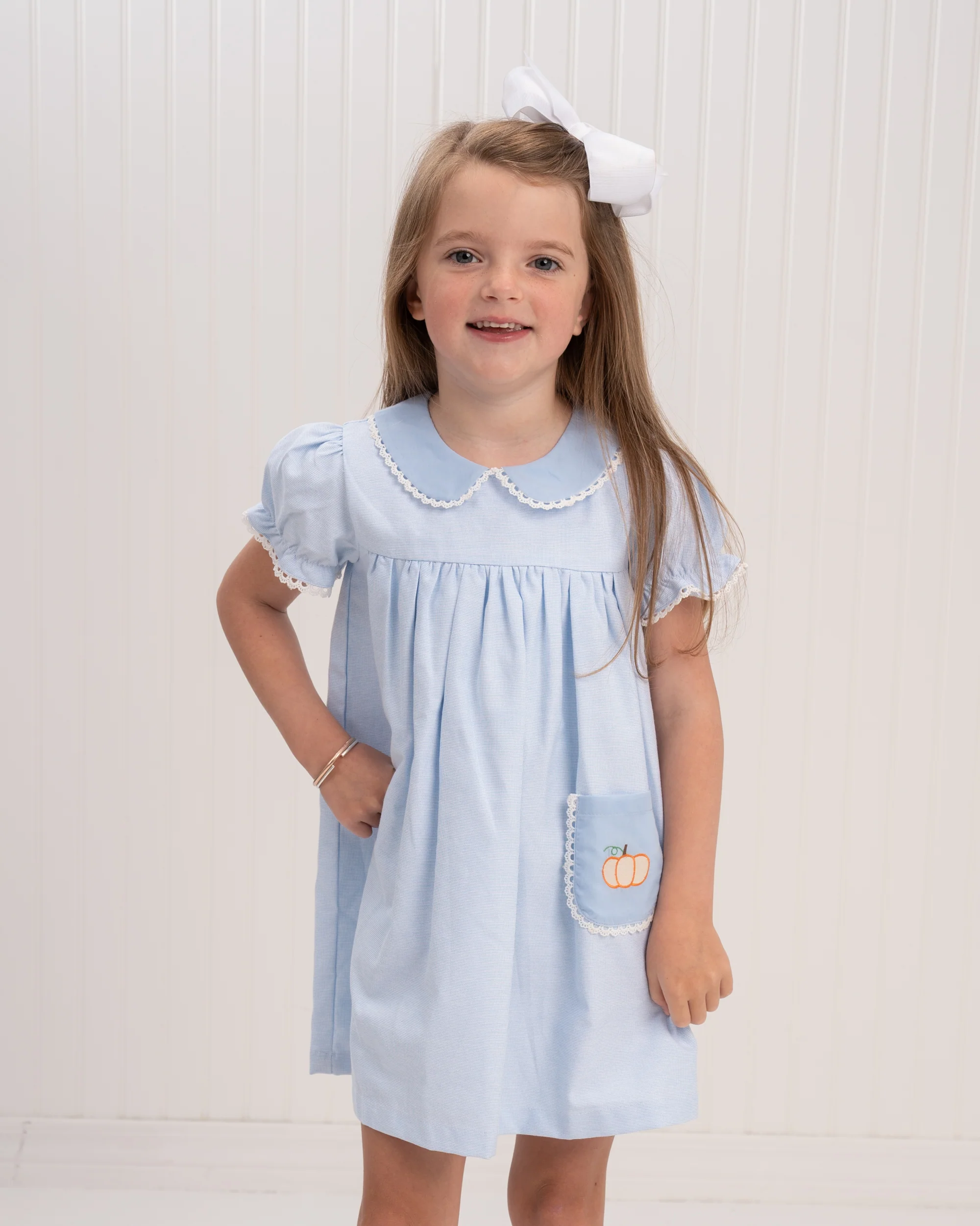 Christina Blue Pumpkin Applique Dress - Image 4