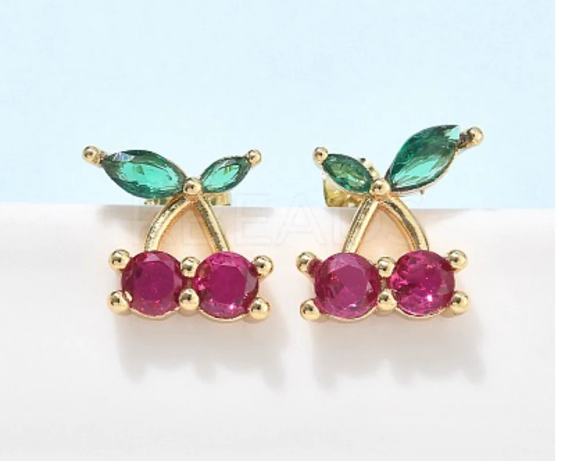 Cherry Earrings Real 18K plated - Image 3