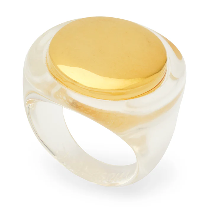 Circle Resin Ring w Gold Medallion - Image 4