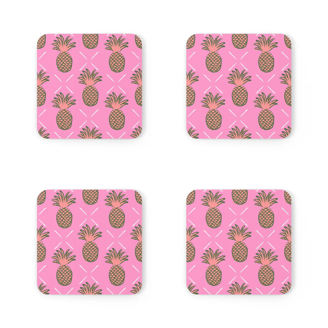 Clairebella - Coaster Set of 4 - Pineapple: Pink