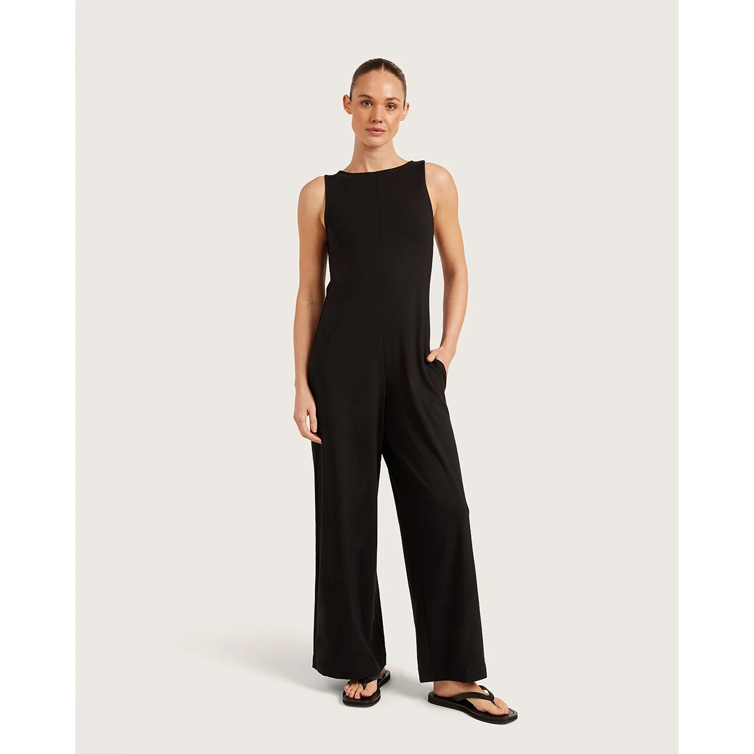 Classic-Boat-Neck-Jumpsuit--Black - Image 2
