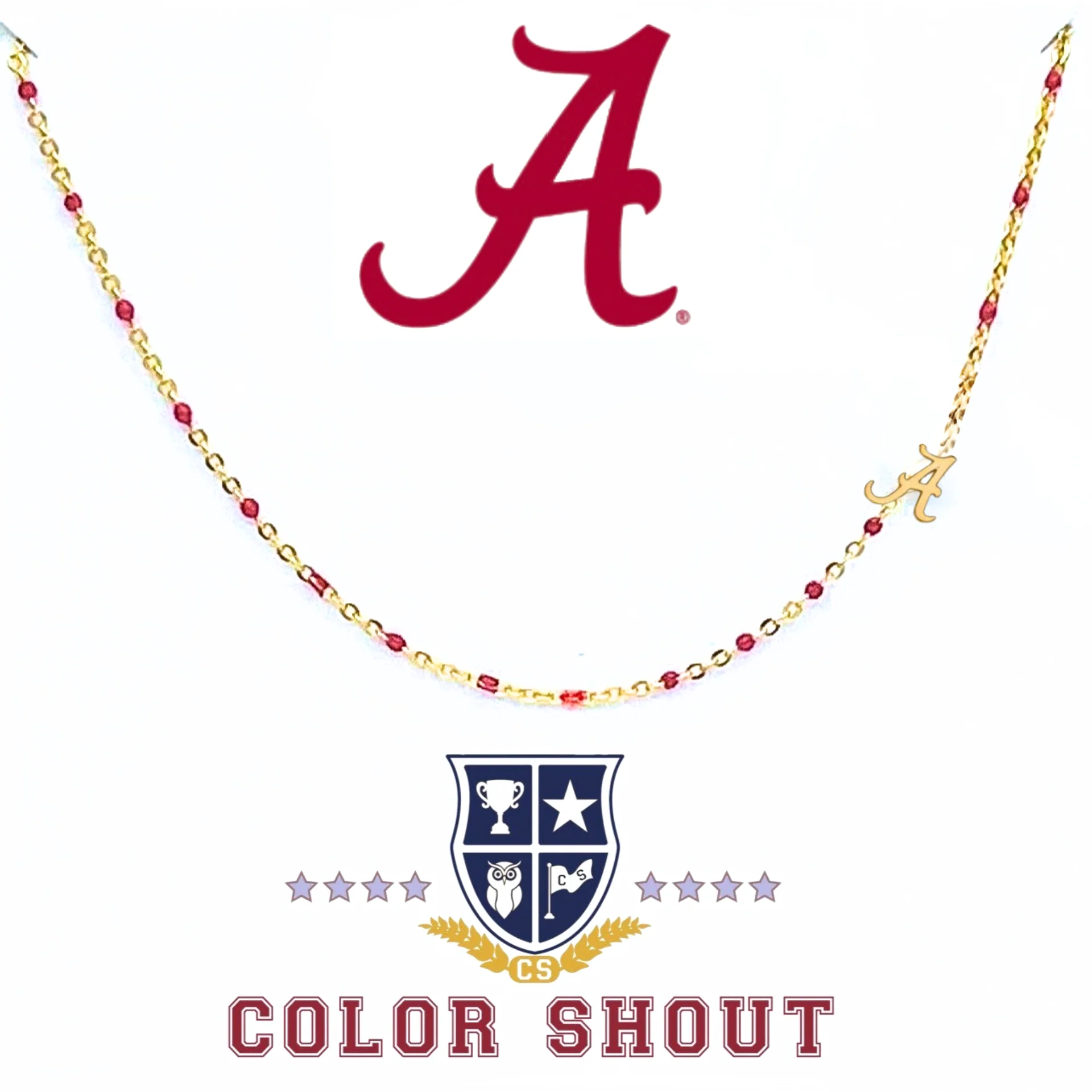 Color Shout - The College Logo Necklace: Side Set Logo on Enamel Bead Necklace: Auburn - Image 6