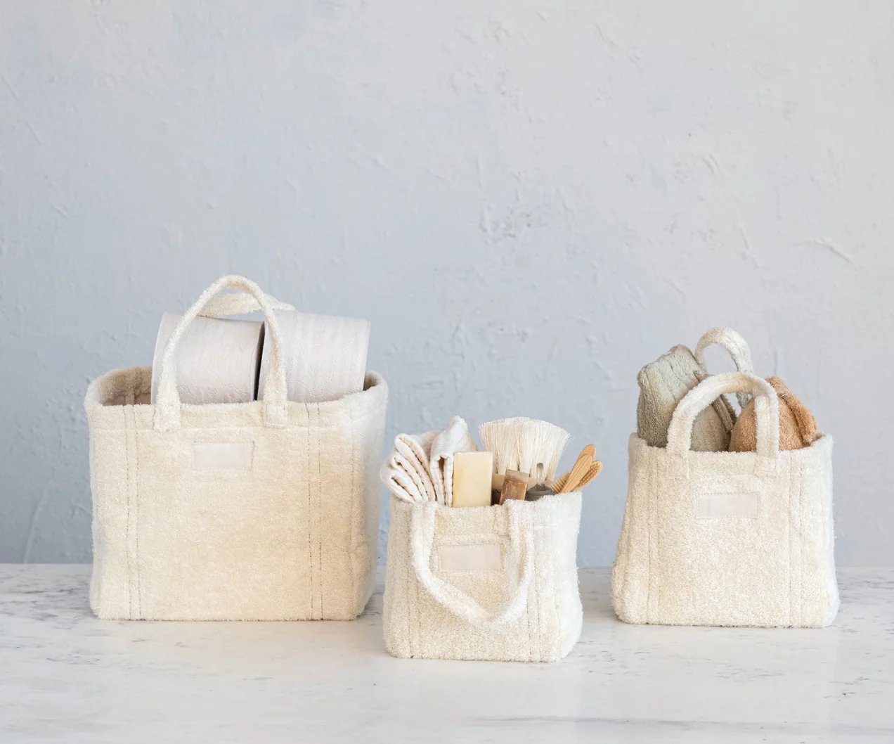 Cotton Terry Totes - natural ivory