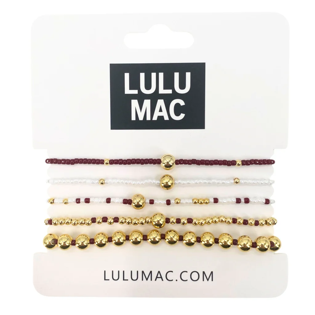 BR-TM-1001 Crimson and White Bracelet Stack