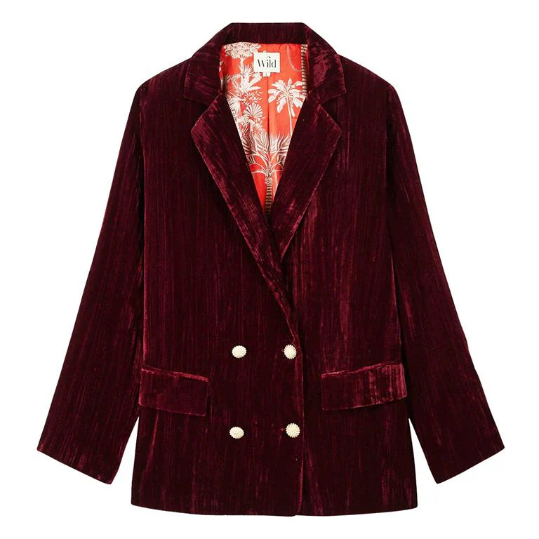 Crushed Velvet Jacket Burgundy
