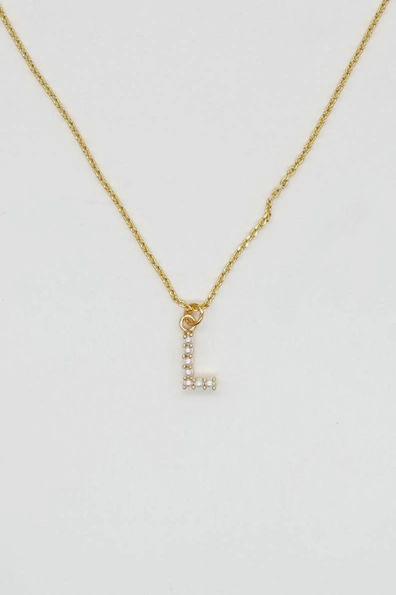 Dainty Love Pearl Initial Necklace: Holiday Favorite!: B / 15" + 3" - Image 17