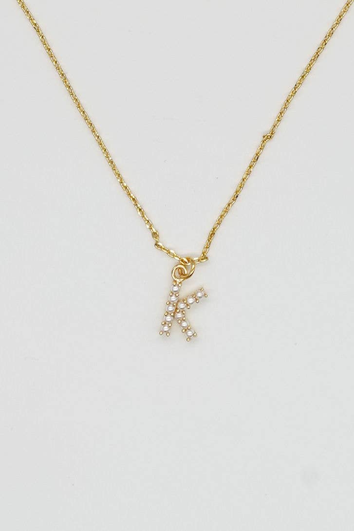 Dainty Love Pearl Initial Necklace: Holiday Favorite!: D / 15" + 3" - Image 16