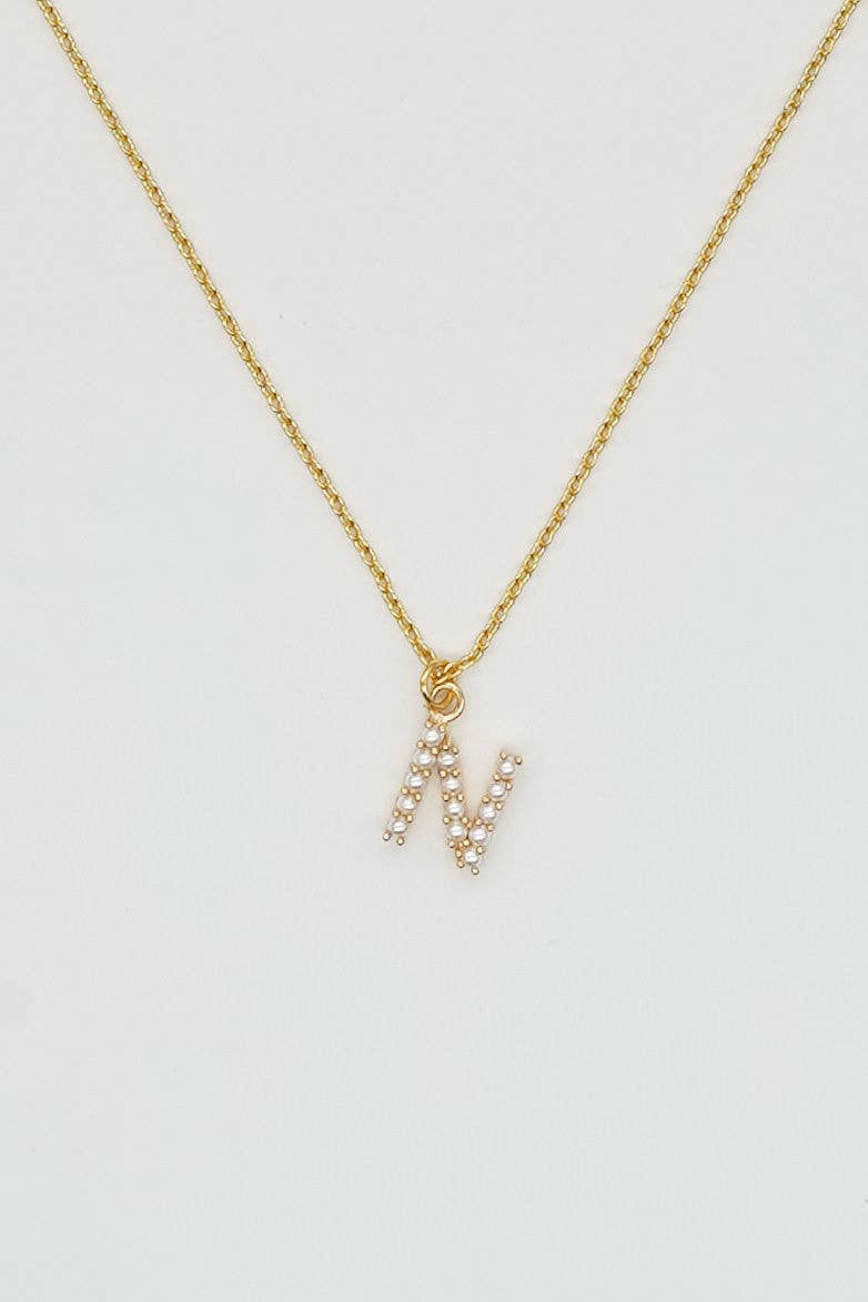 Dainty Love Pearl Initial Necklace: Holiday Favorite!: D / 15" + 3" - Image 2