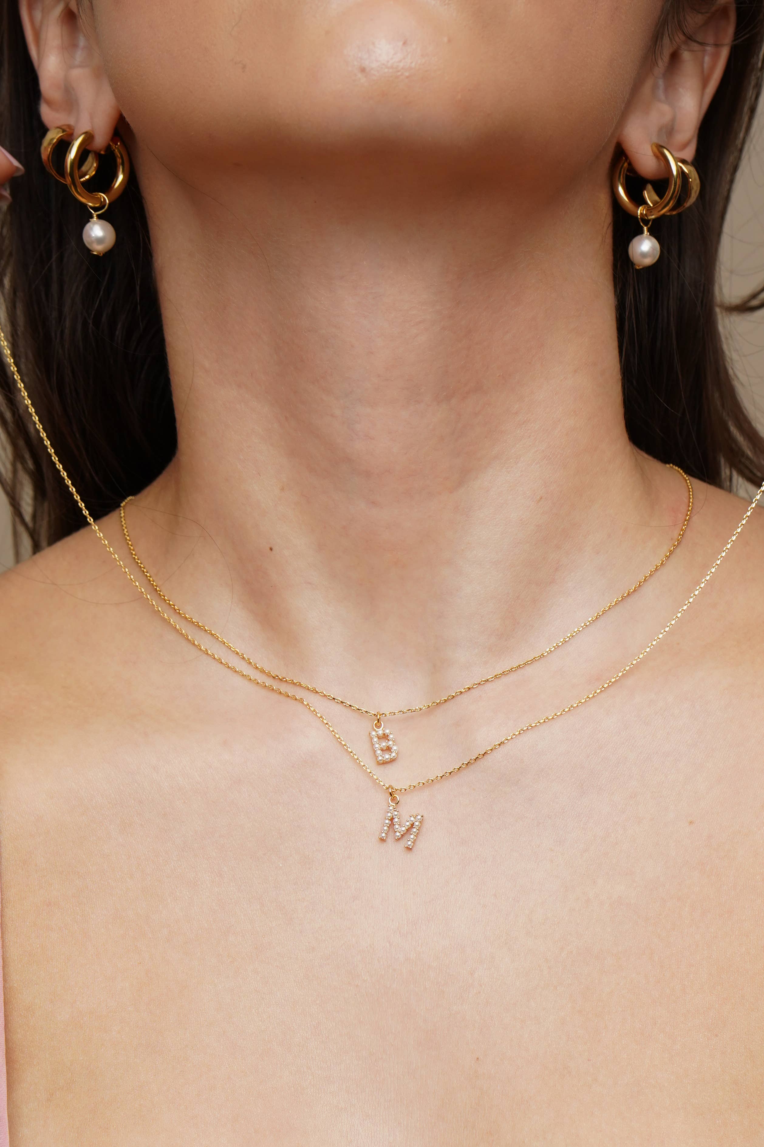 Dainty Love Pearl Initial Necklace: Holiday Favorite!: D / 15" + 3" - Image 8