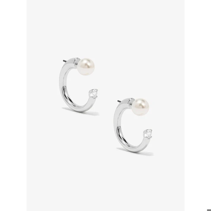 Deconstructed Pearl Crystal Hoop Earring