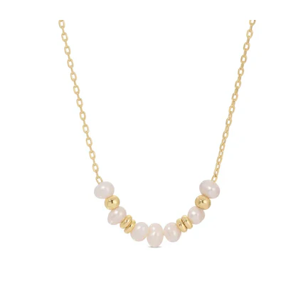 Delicate Pearl Accented necklace with discs and beads