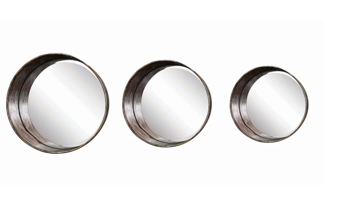 Distressed Metal Circle Wall Mirrors