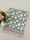 Don Lino Forest green print tablecloth, 72 x 132 in