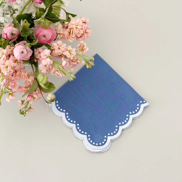 Don Lino Wide border blue dot napkin
