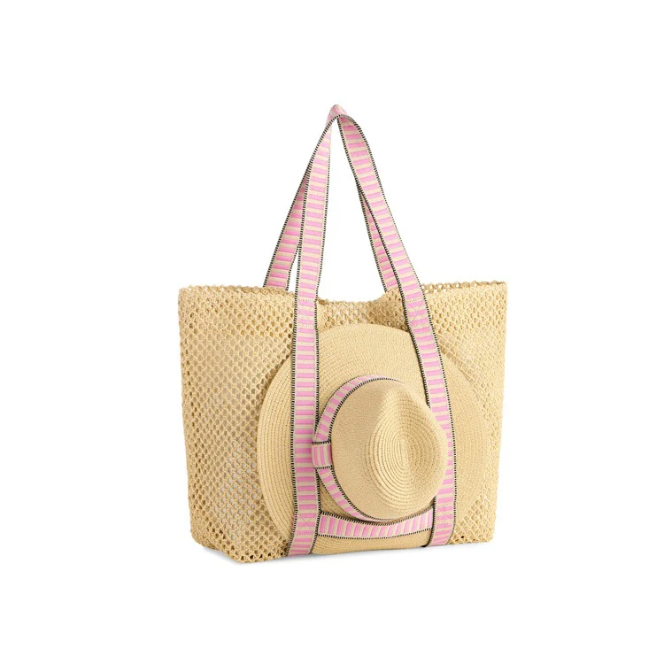 DORIAN TOTE AND HAT SET,PINK