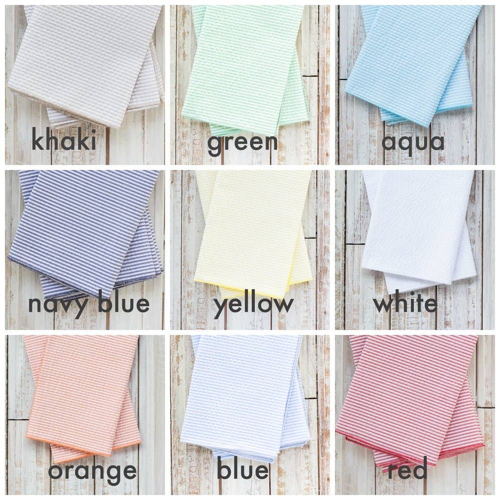 Dot and Army - Seersucker Cocktail Napkins, set of four: Navy Blue - Image 7