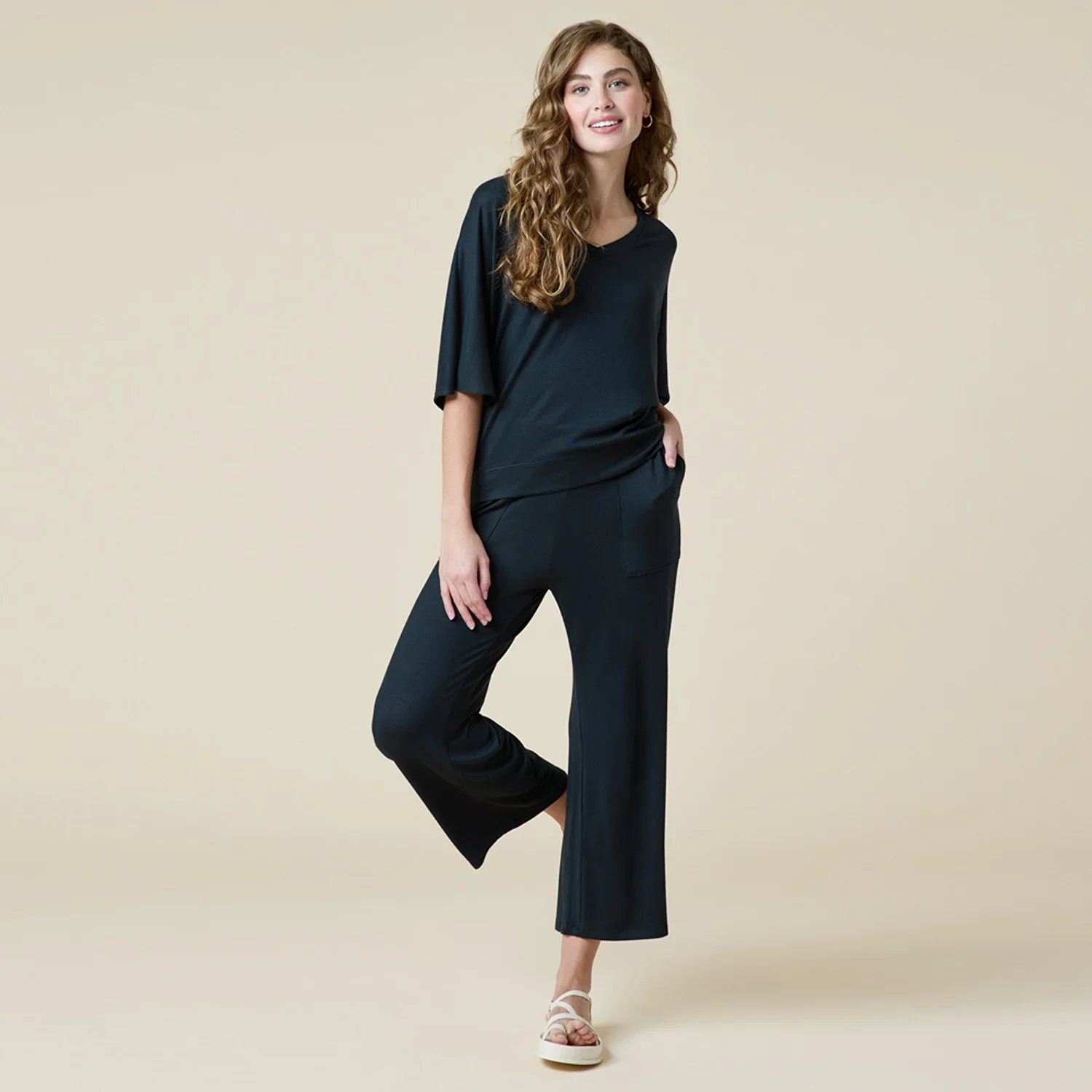 Dream Relaxed V-Neck Capri Set - Image 3