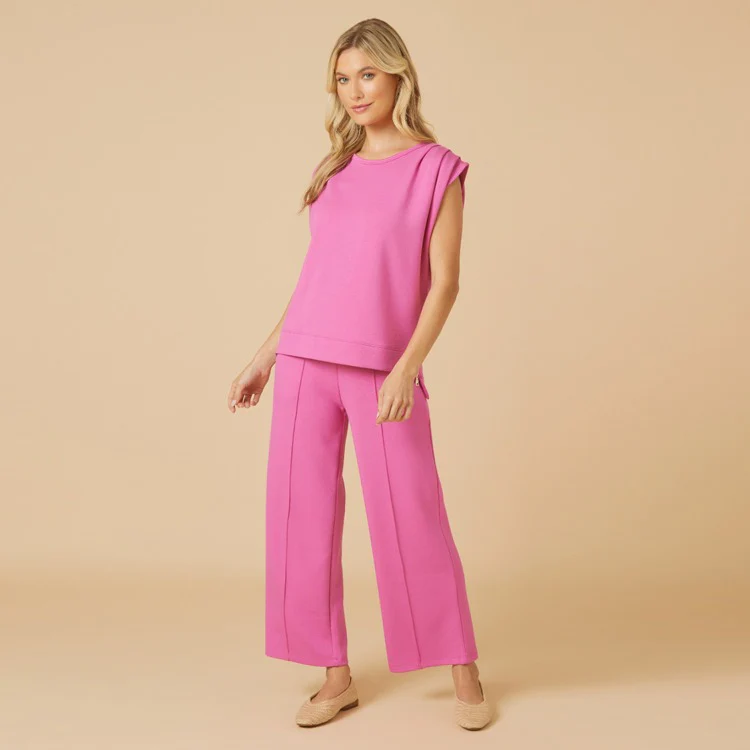 DreamTech Pleated Shoulder Tank with Cropped Pant - Image 10