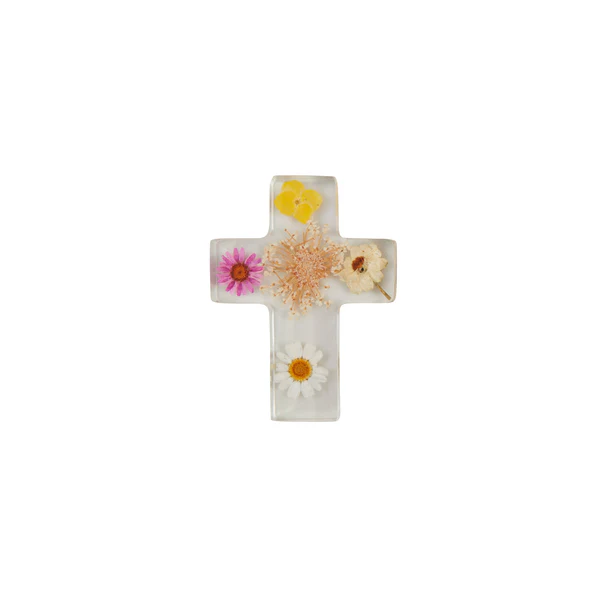 Dried Flower And Fern Resin Cross
