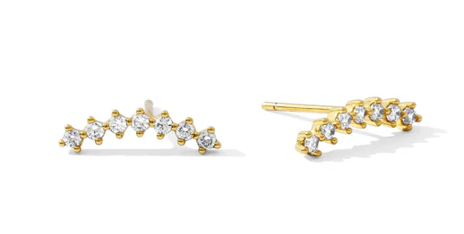 Earrings- Arched Row of 7 Cubic Zirconias Stud Earrings