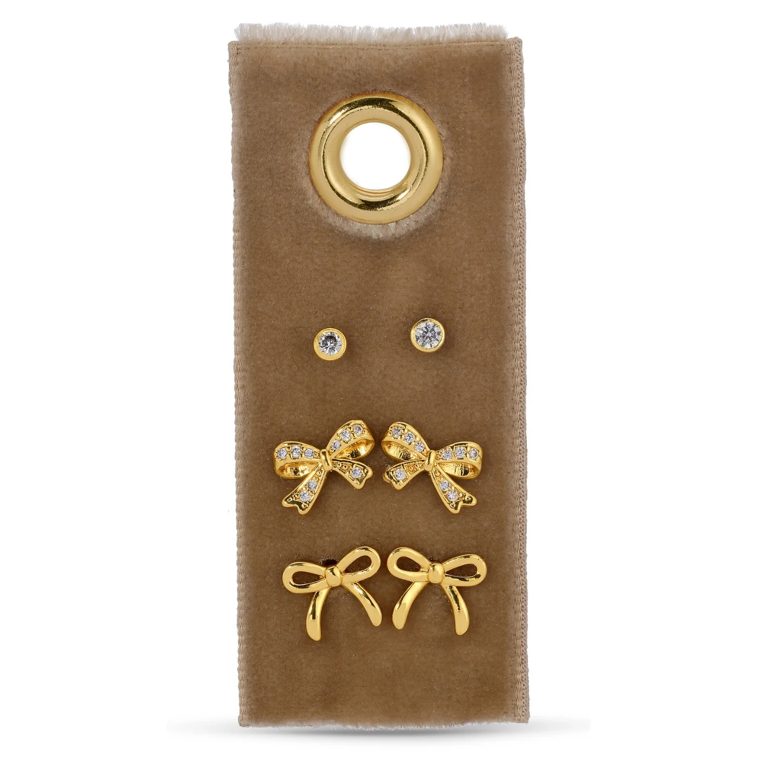 Earrings - Bow Velvet Stud Gift Set Gold