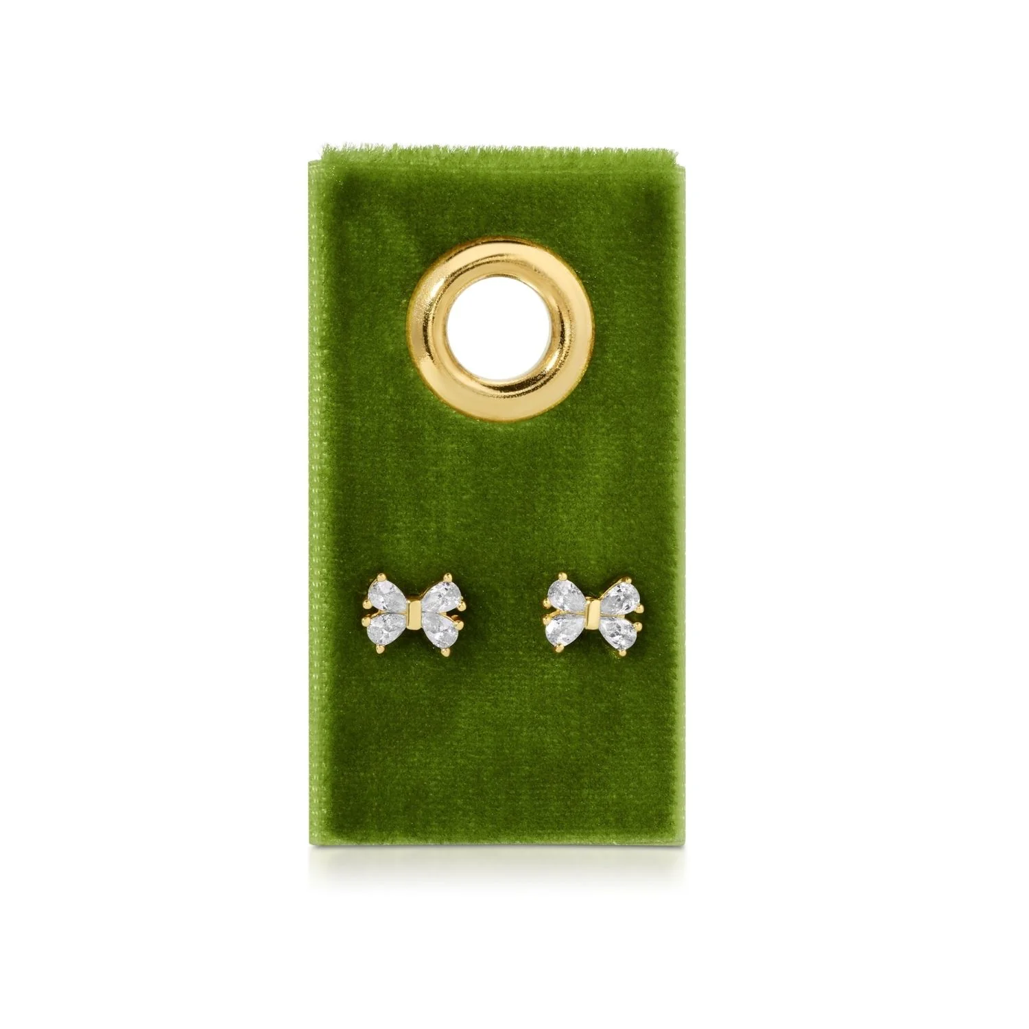 Earrings - CZ Bow on Velvet, Gold