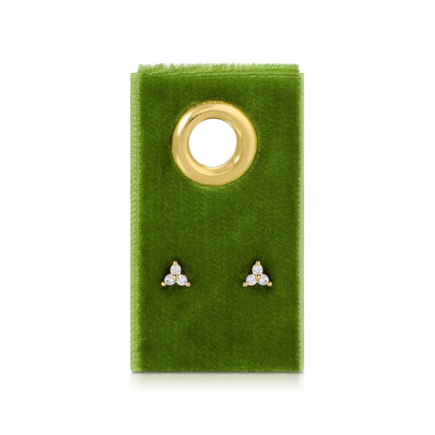 Earrings - Triple CZ Cluster on Velvet, Gold