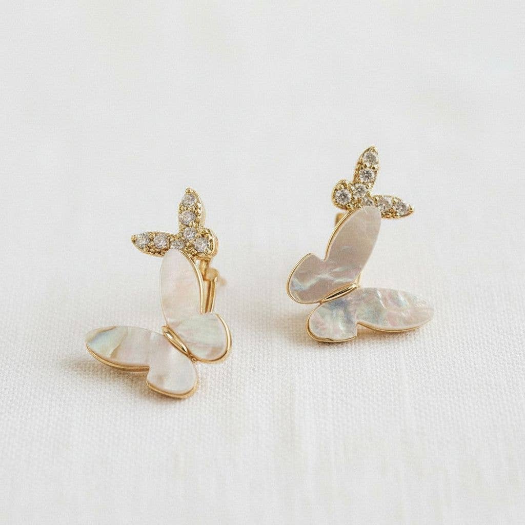 Ellemadera - Elegant Butterfly Shell Drop Earrings - Image 2