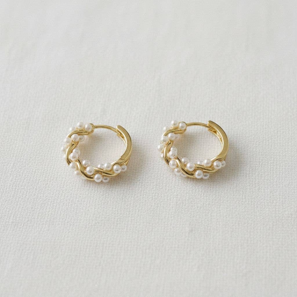 Ellemadera - Elegant French Inspired Pearl Hoop Earrings - Image 2