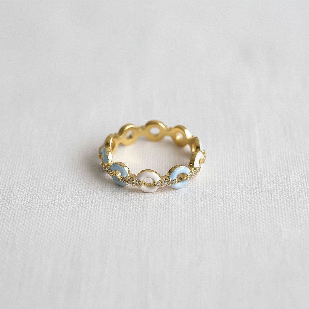 Ellemadera - Elegant Open Ring with Blue and White Accent - Image 2