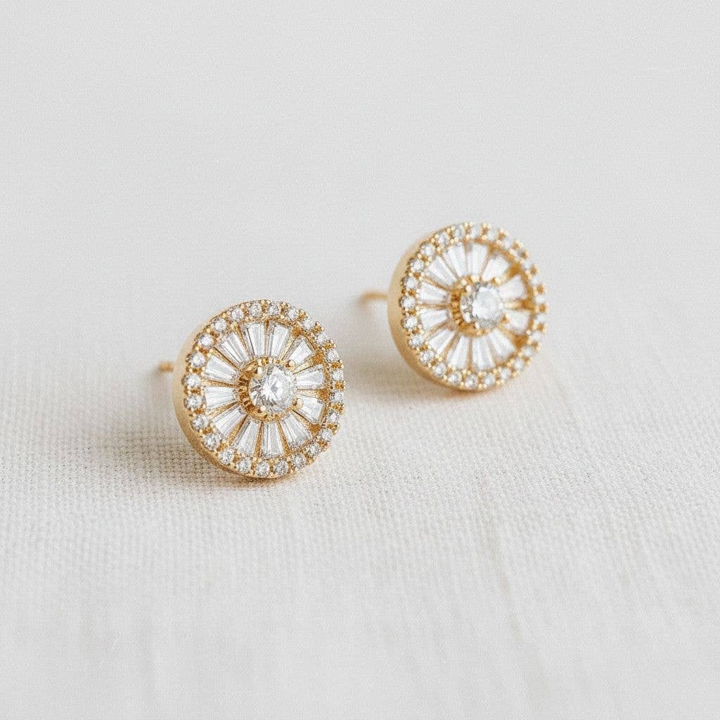 Ellemadera - Vintage Glamour Gemstone Stud Earrings - Image 2