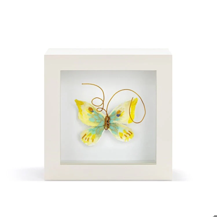 Endlessly Hopeful Yellow & Green Butterfly Shadow Box - 4in