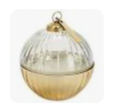 ETCHED GLASS ORNAMENT BALL SCENTED CANDLE-GOLD MEDIUM