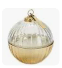 ETCHED GLASS ORNAMENT BALL SCENTED CANDLE-GOLD SMALL