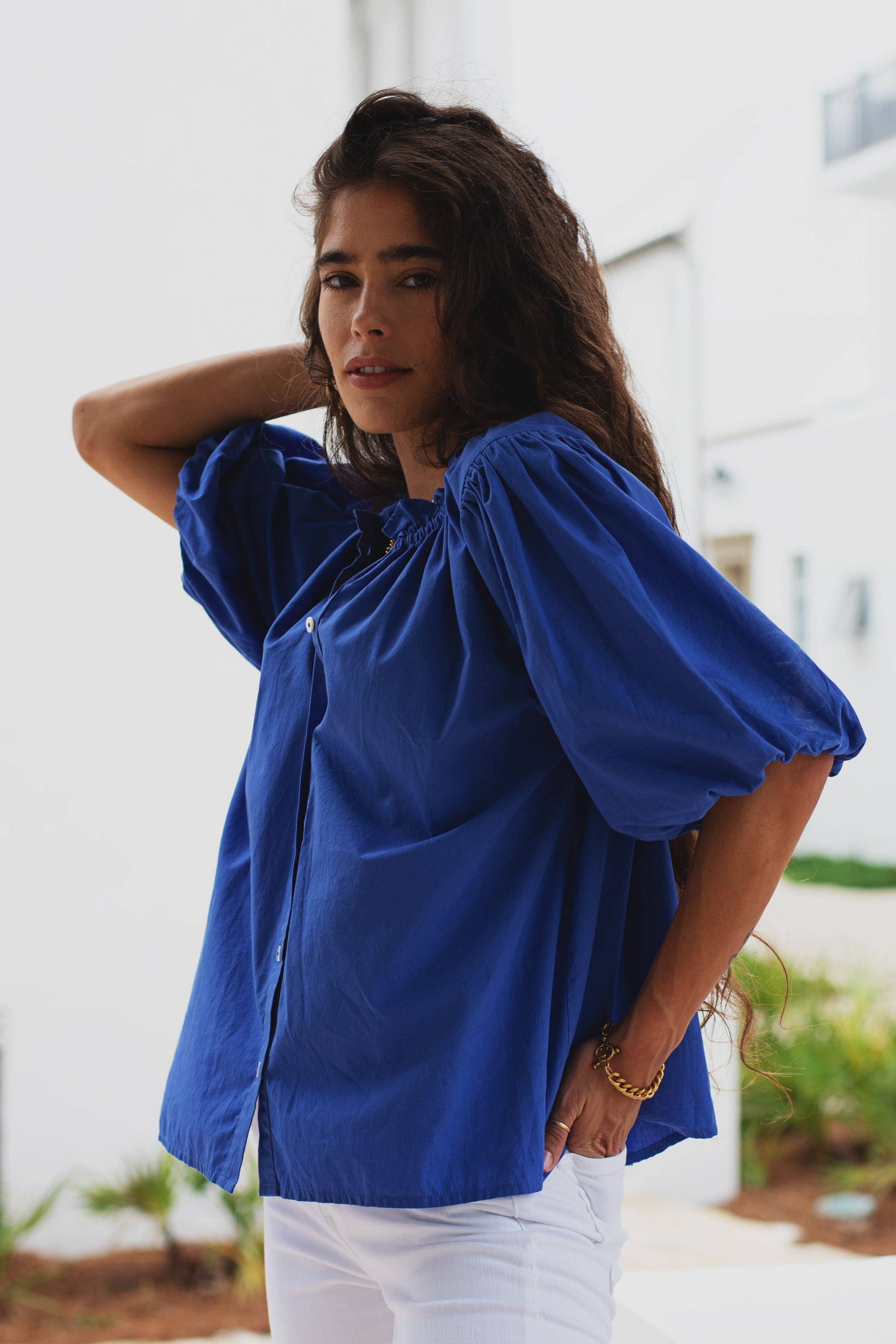 Ex Voto - Daisy Blouse in Royal Blue by ExVoto: L - Image 6