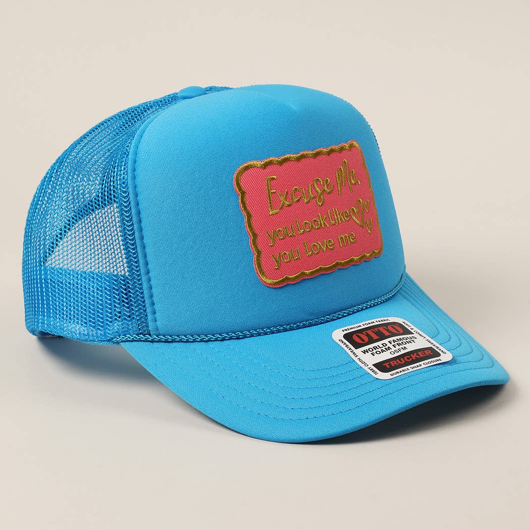 Fashion City - Excuse Me You Look Like You Love Me Letter Trucker Hat: White / ONE SIZE - Image 13
