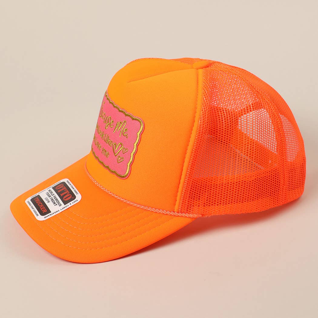 Fashion City - Excuse Me You Look Like You Love Me Letter Trucker Hat: White / ONE SIZE - Image 18