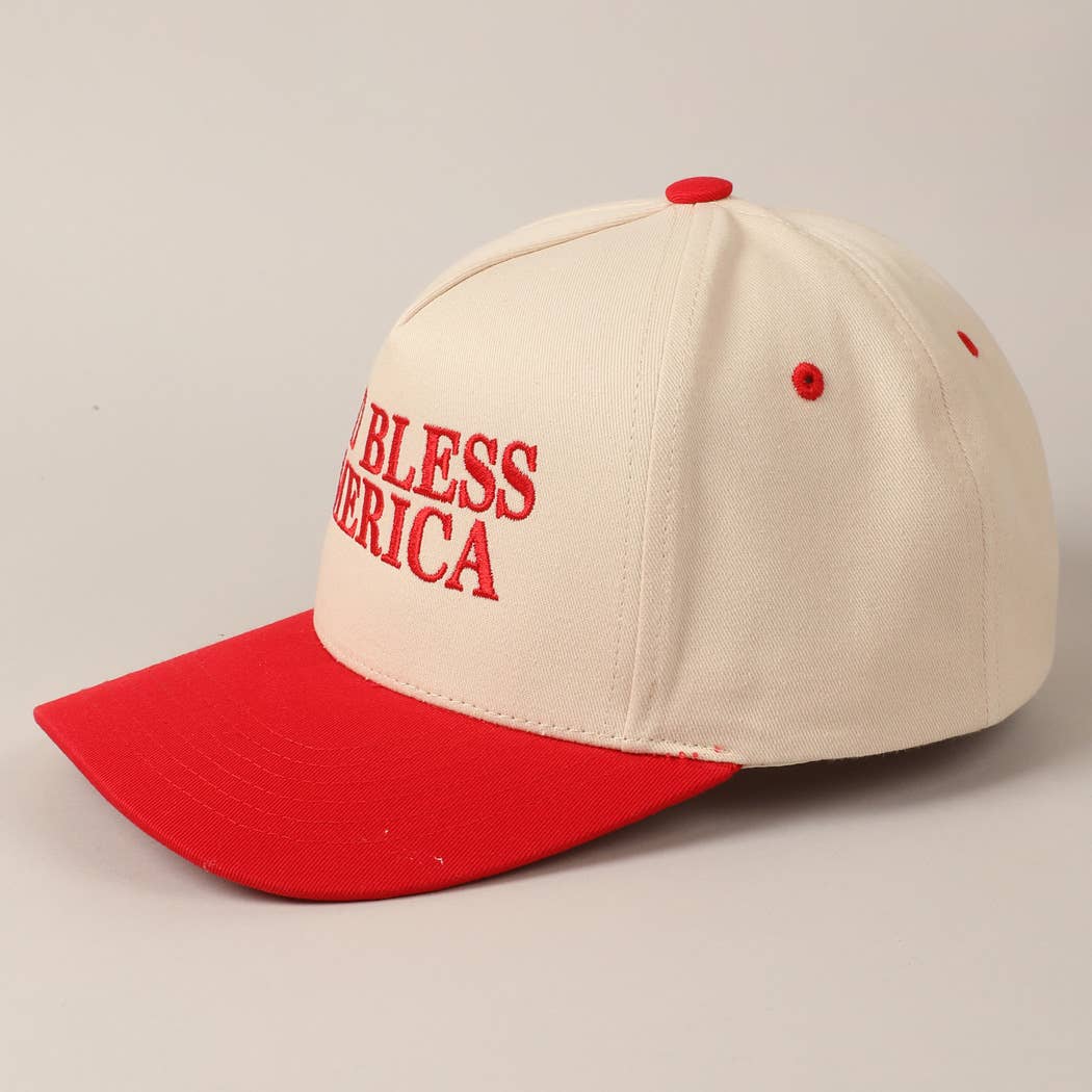 Fashion City - God Bless America Embroidered Two-Tone Canvas Cap: LT PINK / ONE SIZE - Image 23