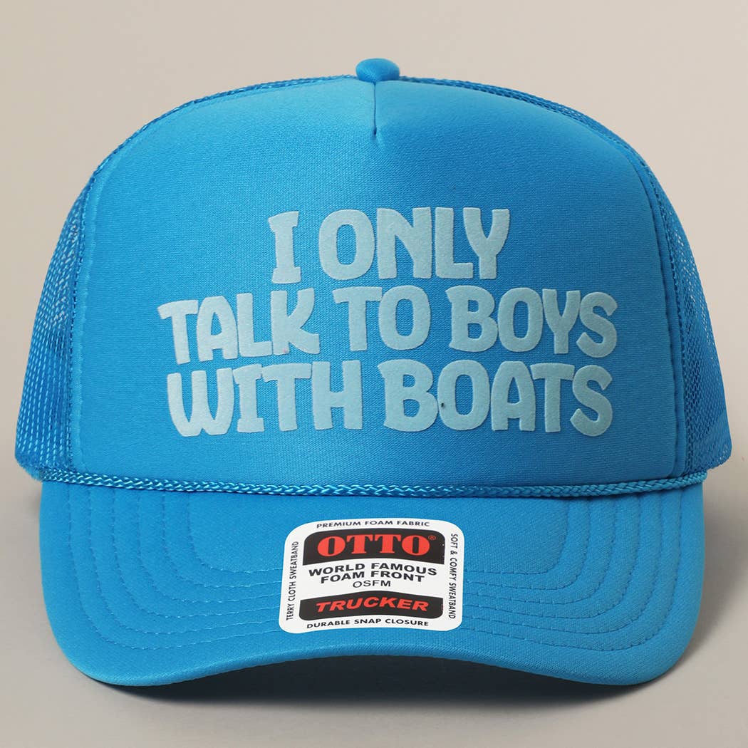 Fashion City - I Only Talk To Boys With Boats Text Mesh Back Cap: NEON ORANGE / ONE SIZE - Image 7