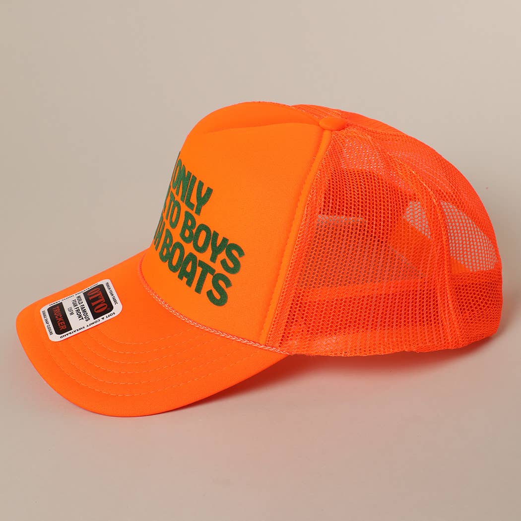 Fashion City - I Only Talk To Boys With Boats Text Mesh Back Cap: Pink / ONE SIZE - Image 23