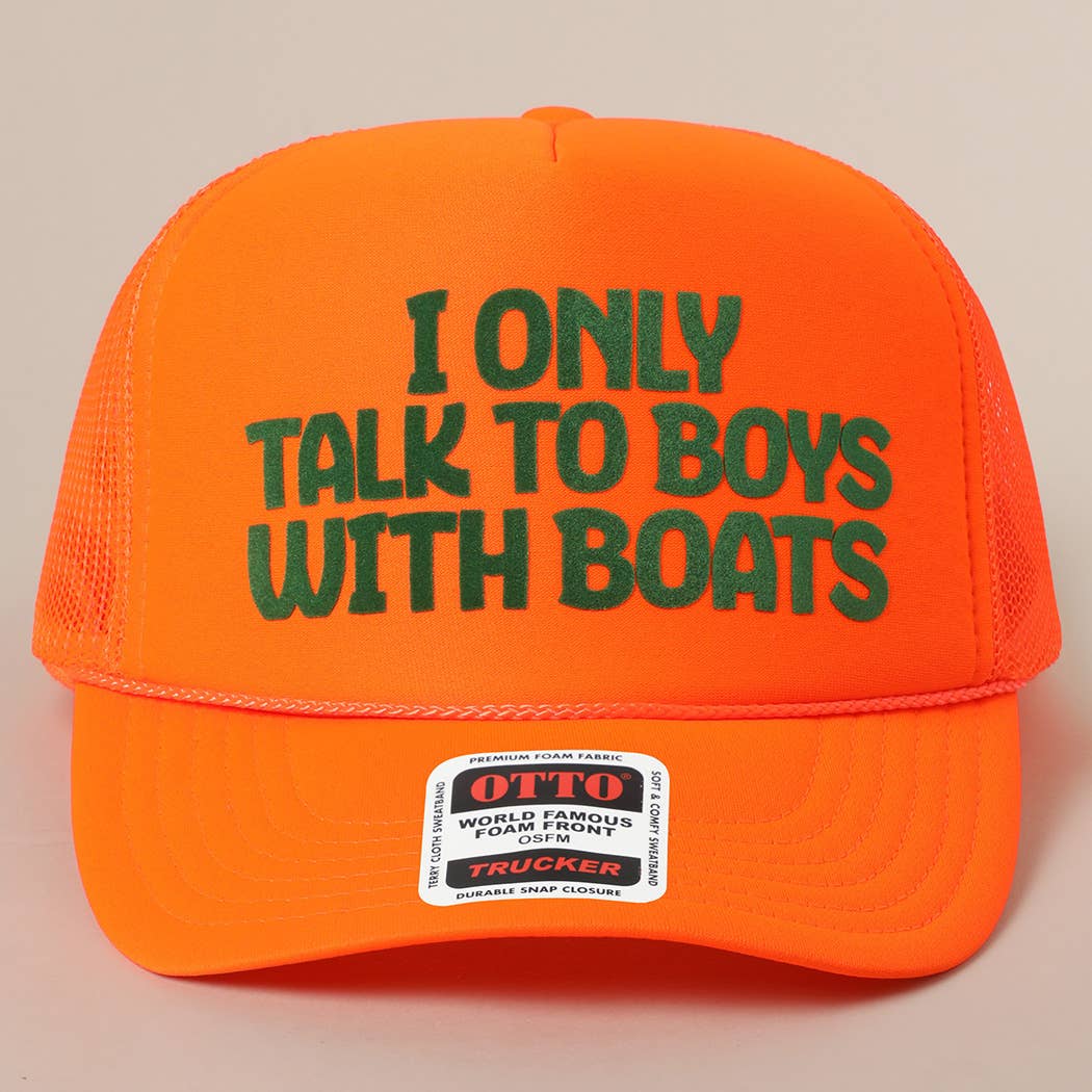 Fashion City - I Only Talk To Boys With Boats Text Mesh Back Cap: Pink / ONE SIZE - Image 5