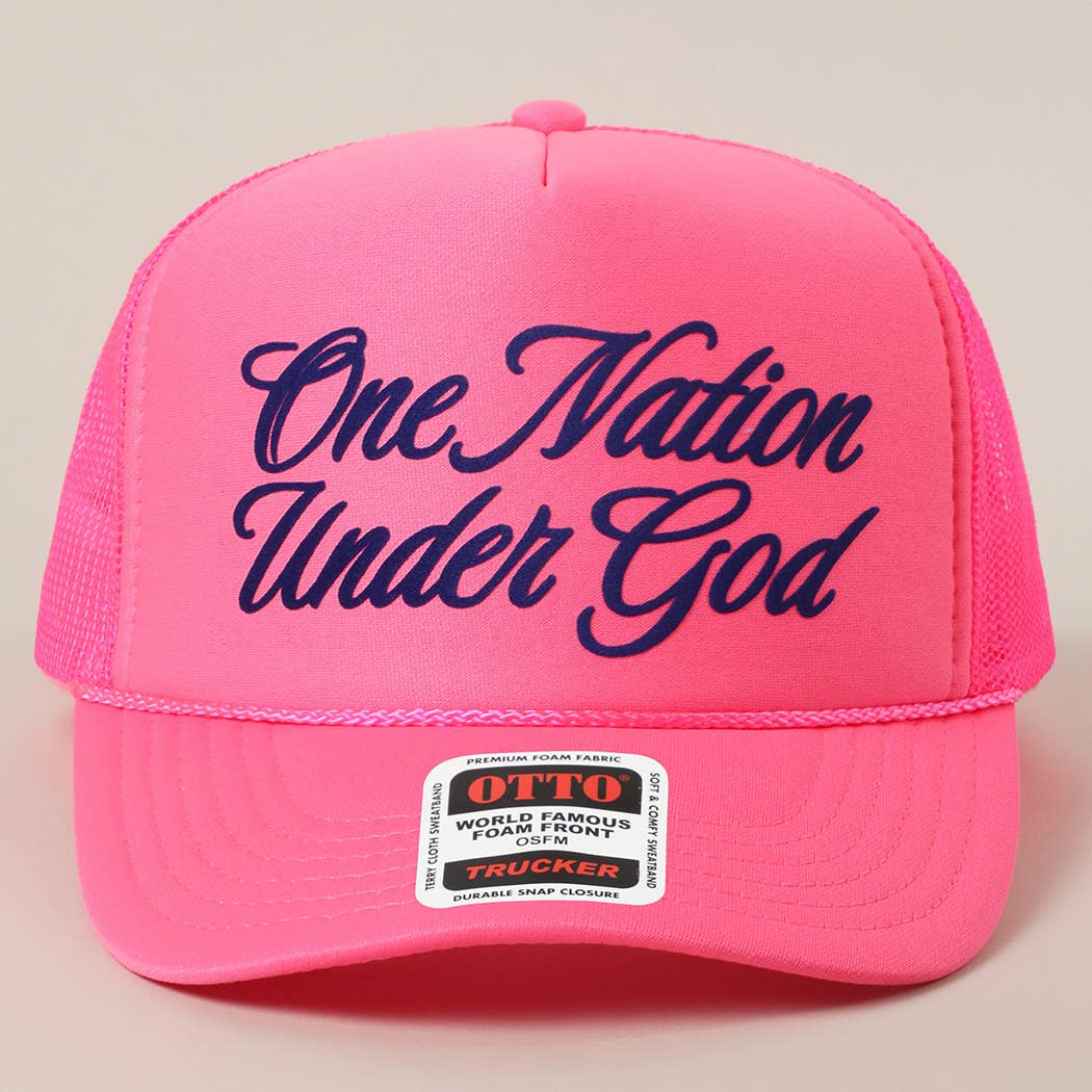 Fashion City - One Nation Under God Mesh Back Foam Trucker Hat: KELLY GREEN / One Size - Image 25