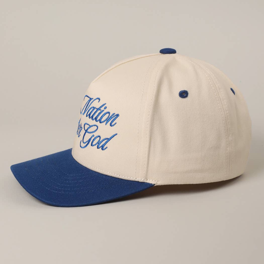 Fashion City - One Nation Under God Two-Tone Trucker Hat: NATURAL/ROYAL BLUE / ONE SIZE - Image 26