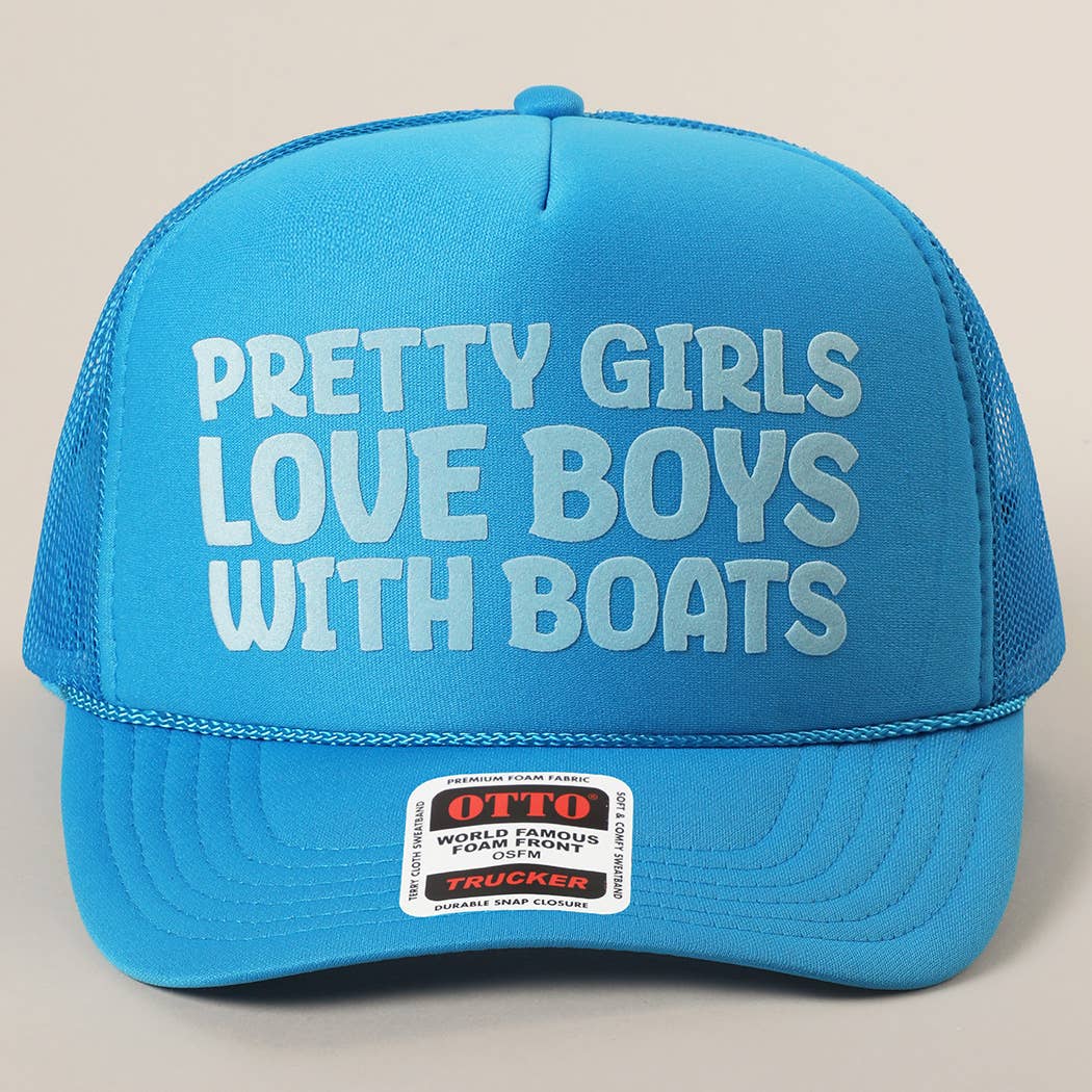Fashion City - Pretty Girls Love Boys With Boats Text Print Mesh Back Cap: Pink / ONE SIZE - Image 11