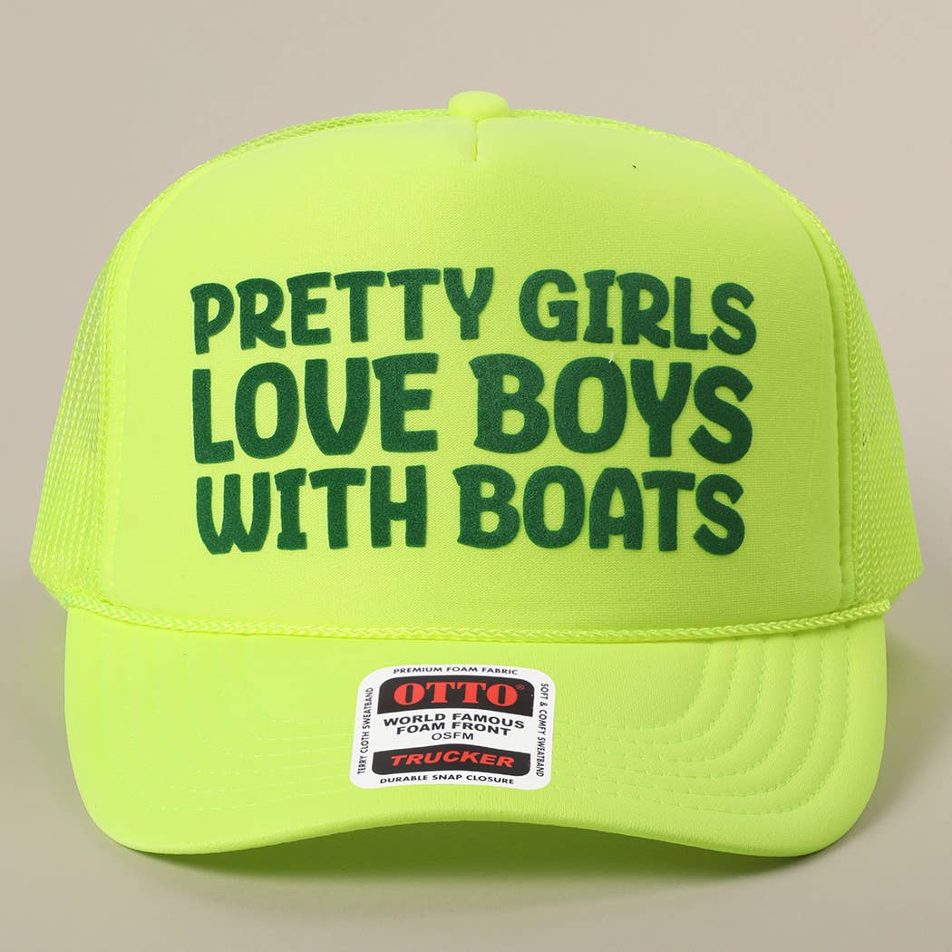 Fashion City - Pretty Girls Love Boys With Boats Text Print Mesh Back Cap: Pink / ONE SIZE - Image 12