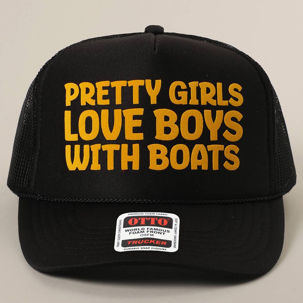 Fashion City - Pretty Girls Love Boys With Boats Text Print Mesh Back Cap: Pink / ONE SIZE - Image 13